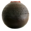 #20 Black Cement Sphere with Red Lacquer Accent