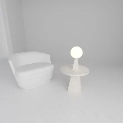 1512 Coffee Table and Floor Lamp in White Marble By Sissy Daniele