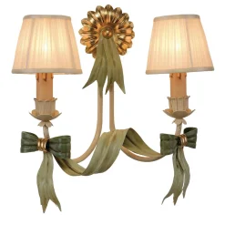 1365 Double Green Bow Metal Sconce Light Fixture