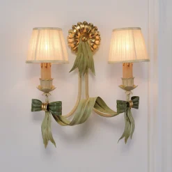 1365 Double Green Bow Metal Sconce Light Fixture