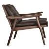 1000 Fast Brown Leather Lounge Chair with Walnut Frame