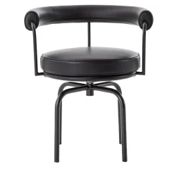 7 Fauteuil Tournant #1, by Charlotte Perriand/Lc Collection - Black Structure and Leather Cassina