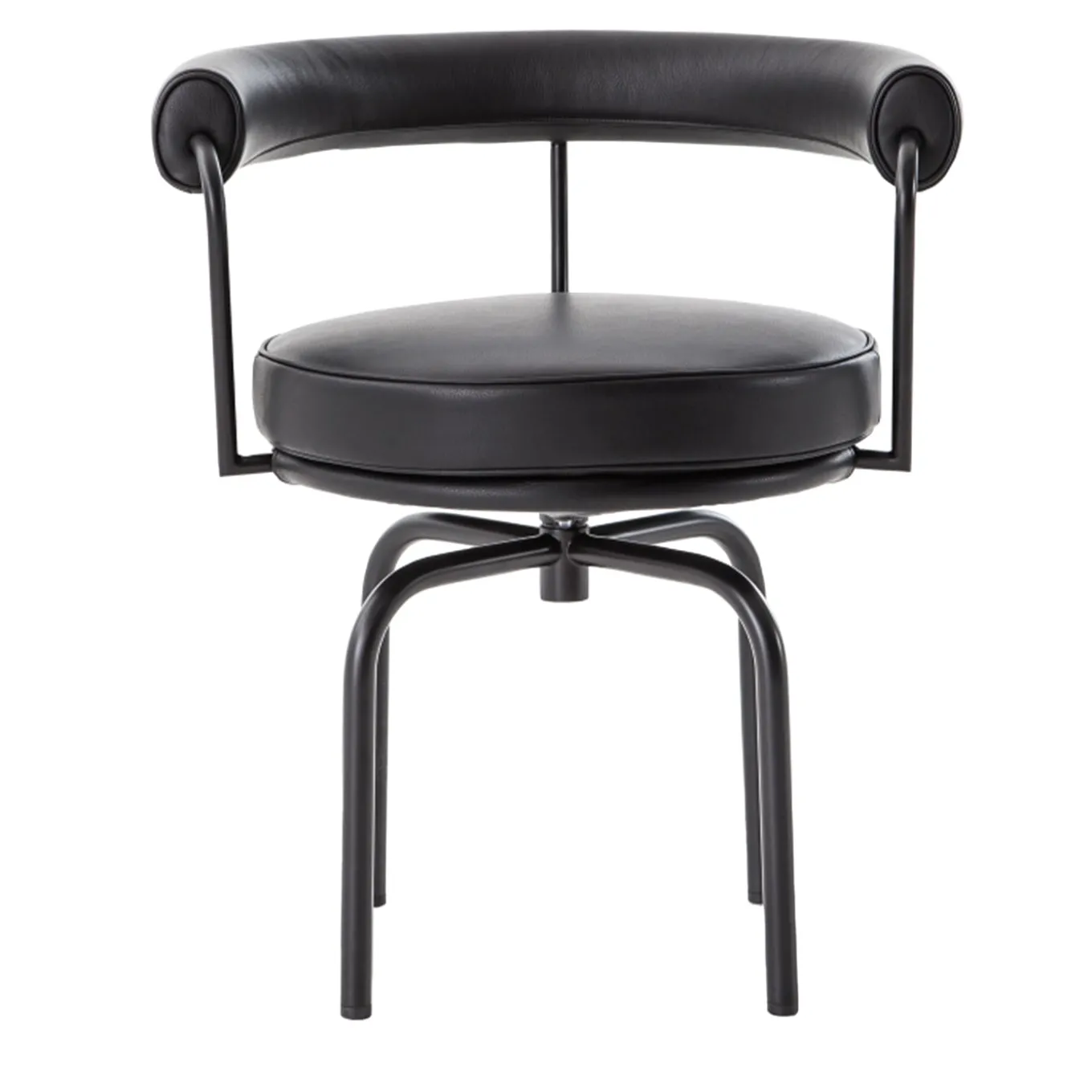 7 Fauteuil Tournant #1, by Charlotte Perriand/Lc Collection - Black Structure and Leather Cassina