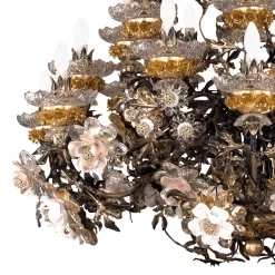 299 21+7-Light Floral Silvery Chandelier