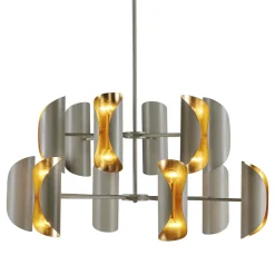 4000 24-Light Taupe and Gold Chandelier