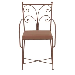 Acanta Wrought Iron Light-Brown Cushioned Chair With Armrests