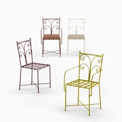 Acanta Wrought Iron Light-Brown Cushioned Chair With Armrests