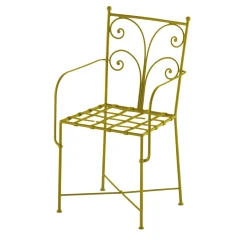 Acanta Wrought Iron Lime-Green Chair With Armrests