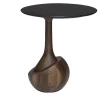 Achille Round Dark Walnut Wood Contemporary Side Table