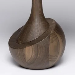 Achille Round Dark Walnut Wood Contemporary Side Table