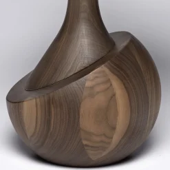 Achille Round Dark Walnut Wood Contemporary Side Table