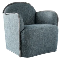 Ada Light Blue Fabric And Piping Armchair by Paola Navone