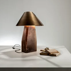 Ada Sculptural Brown Brass Table Lamp Cesare Arosio