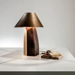 Ada Sculptural Brown Brass Table Lamp Cesare Arosio