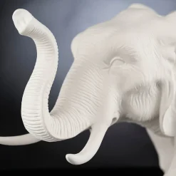 African Mother Elephant White Sculpture