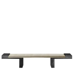 After All Timeless Stone Leather And Wood Bench