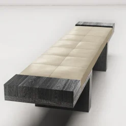 After All Timeless Stone Leather And Wood Bench