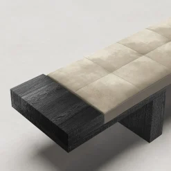 After All Timeless Stone Leather And Wood Bench