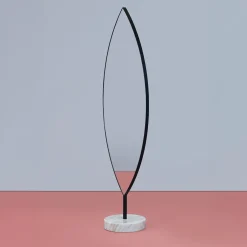 Aglaia Calacatta Marble And Black Metal Floor Mirror