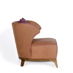 Agostina brown camel leather armchair