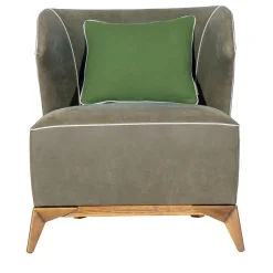 Agostina green leather armchair