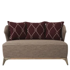 Agostina grey and bordeaux fabric small sofa