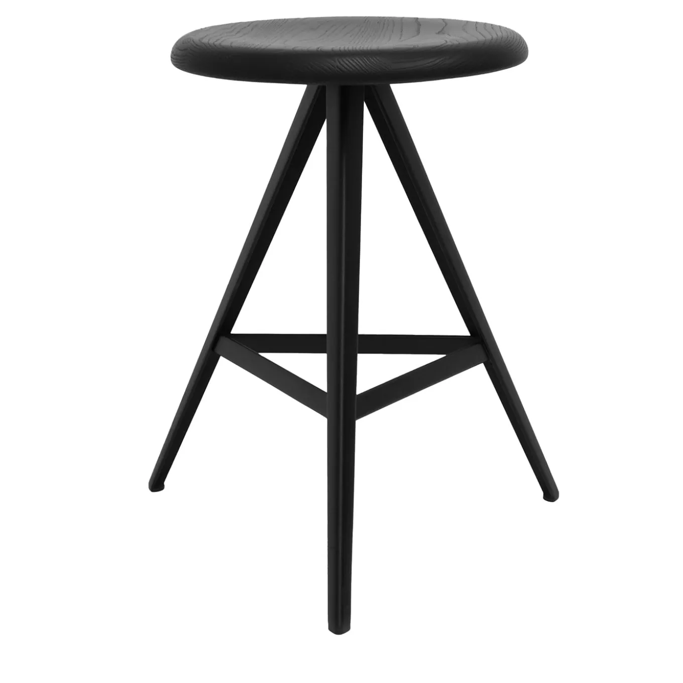 Aky 47 Round Black Ash & Metal Low Stool by Emilio Nanni
