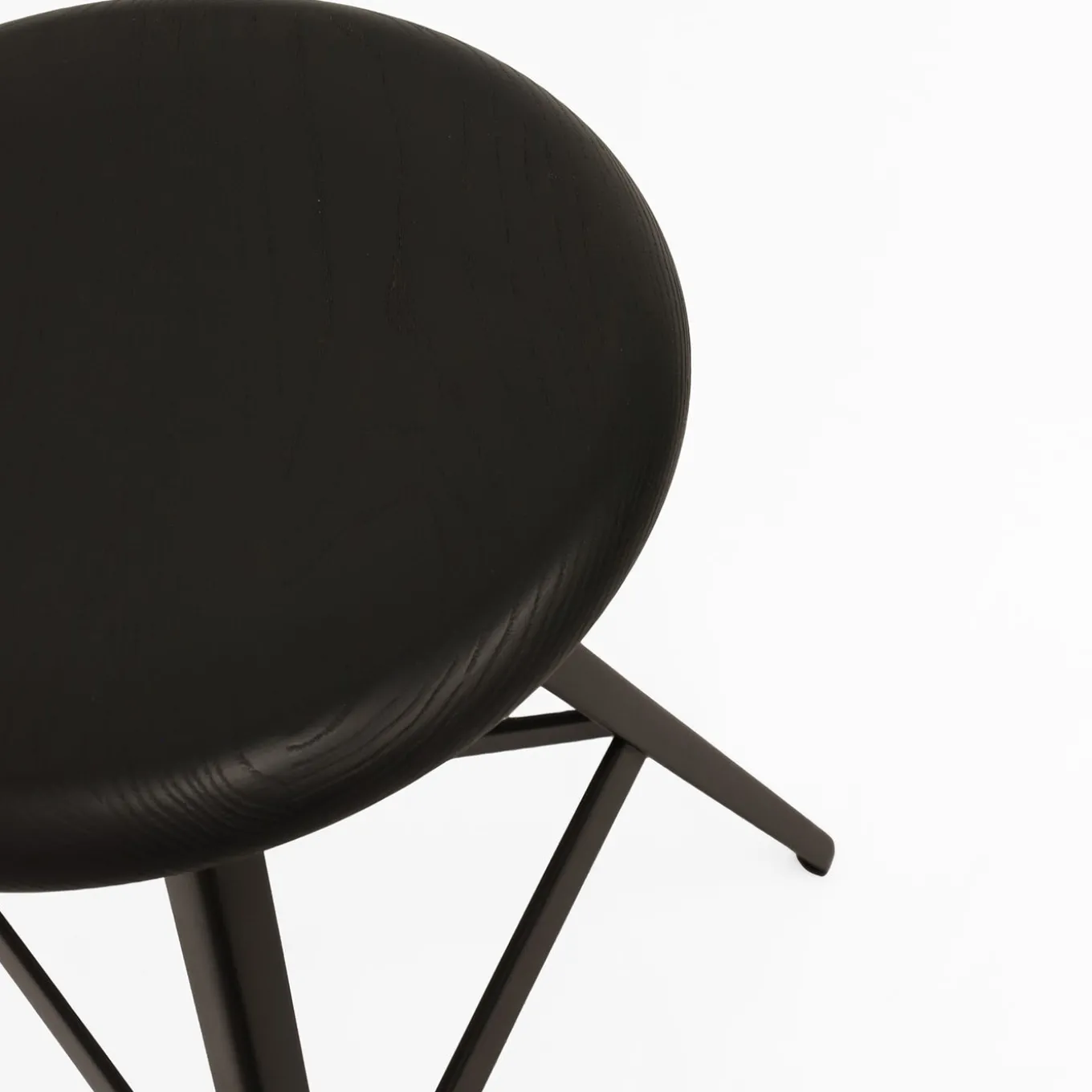 Aky 47 Round Black Ash & Metal Low Stool by Emilio Nanni