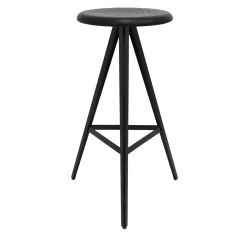 Aky 61 Round Black Ash & Metal Stool by Emilio Nanni