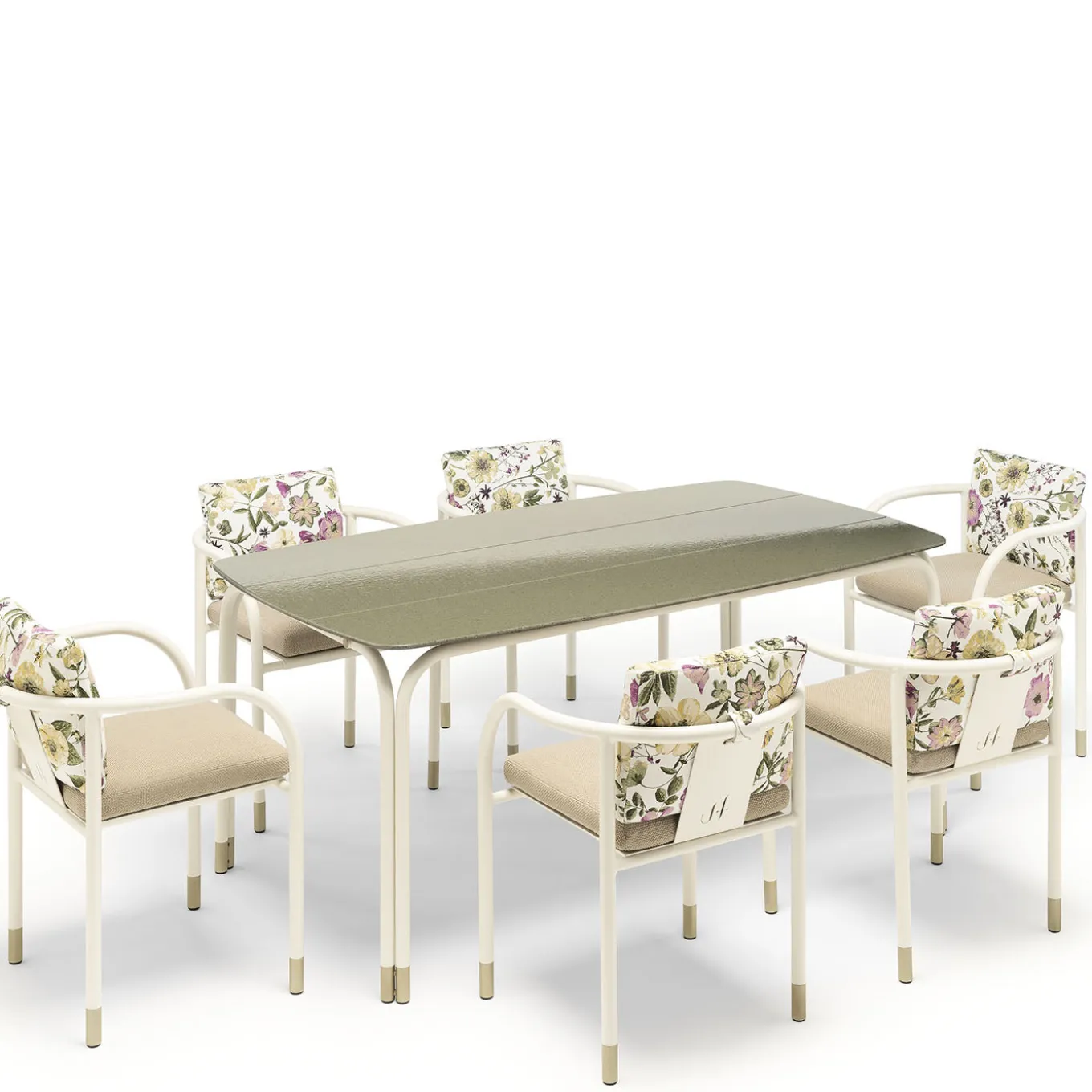 Alì Earth Green Lava Stone Outdoor Dining Table by Lorenza Bozzoli