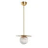 Alabaster Mini MoonPendant Lamp in Satin Brass