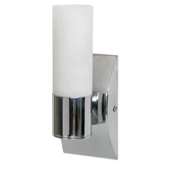 Alabaster Tube 1-Light Small Chromed Brass & Alabaster Wall Lamp