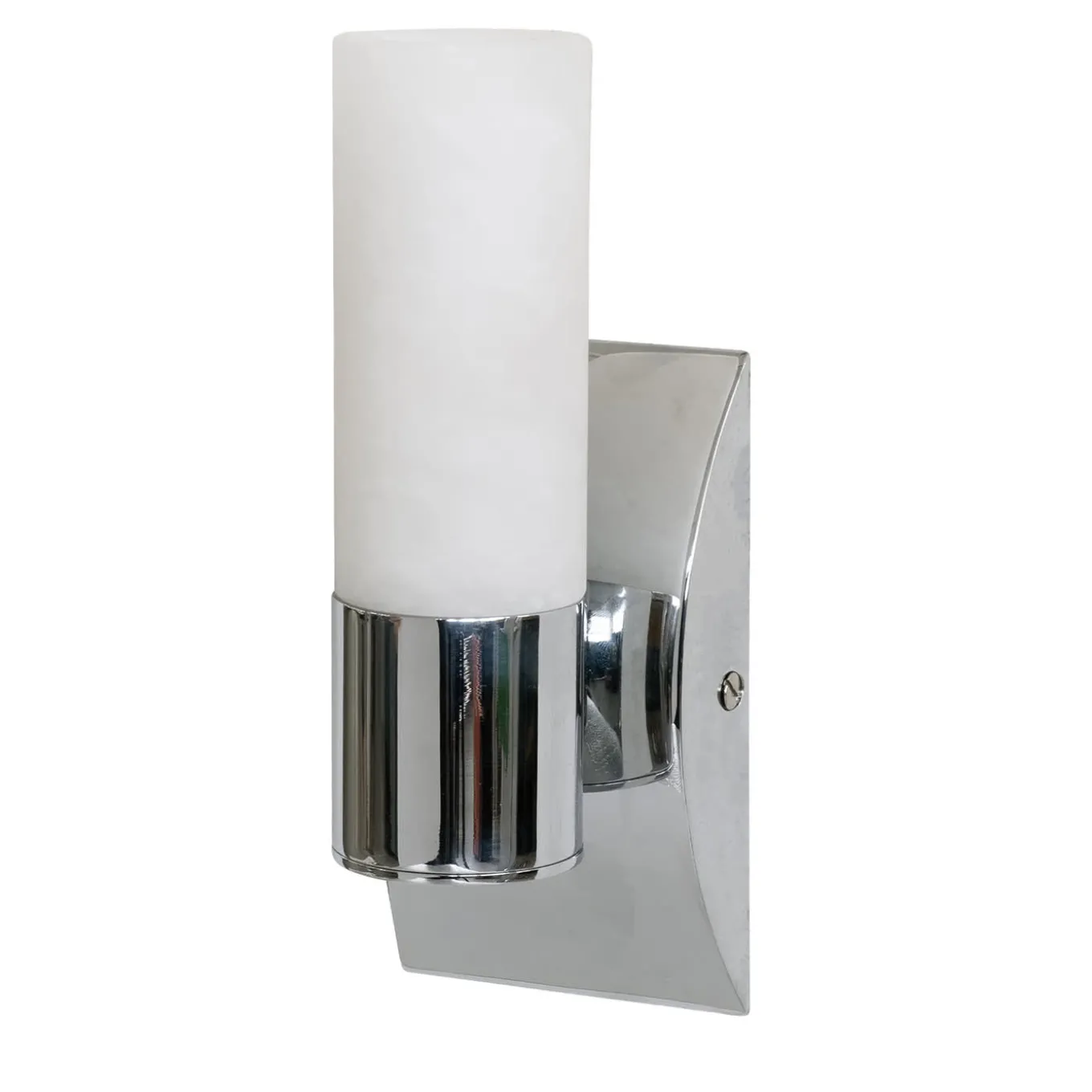 Alabaster Tube 1-Light Small Chromed Brass & Alabaster Wall Lamp