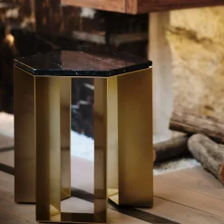 Alato Black and Gold Side Table by Antonio Saporito