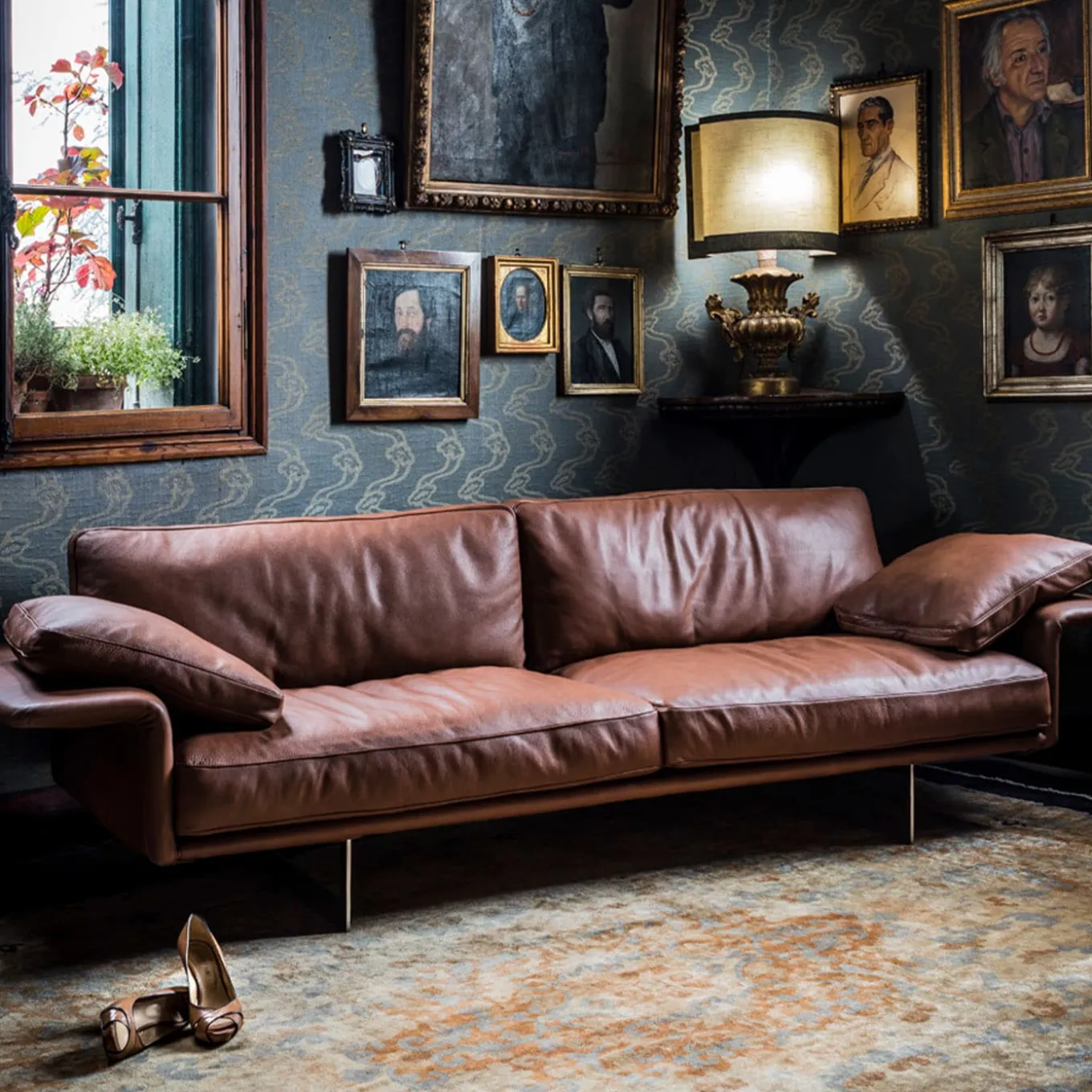 Alato Brown Leather Sofa