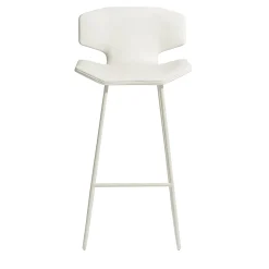 Albatros White Leather And Steel Bar Stool