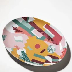 Alchimie Oval Porcelain Plate with Abstract Decor