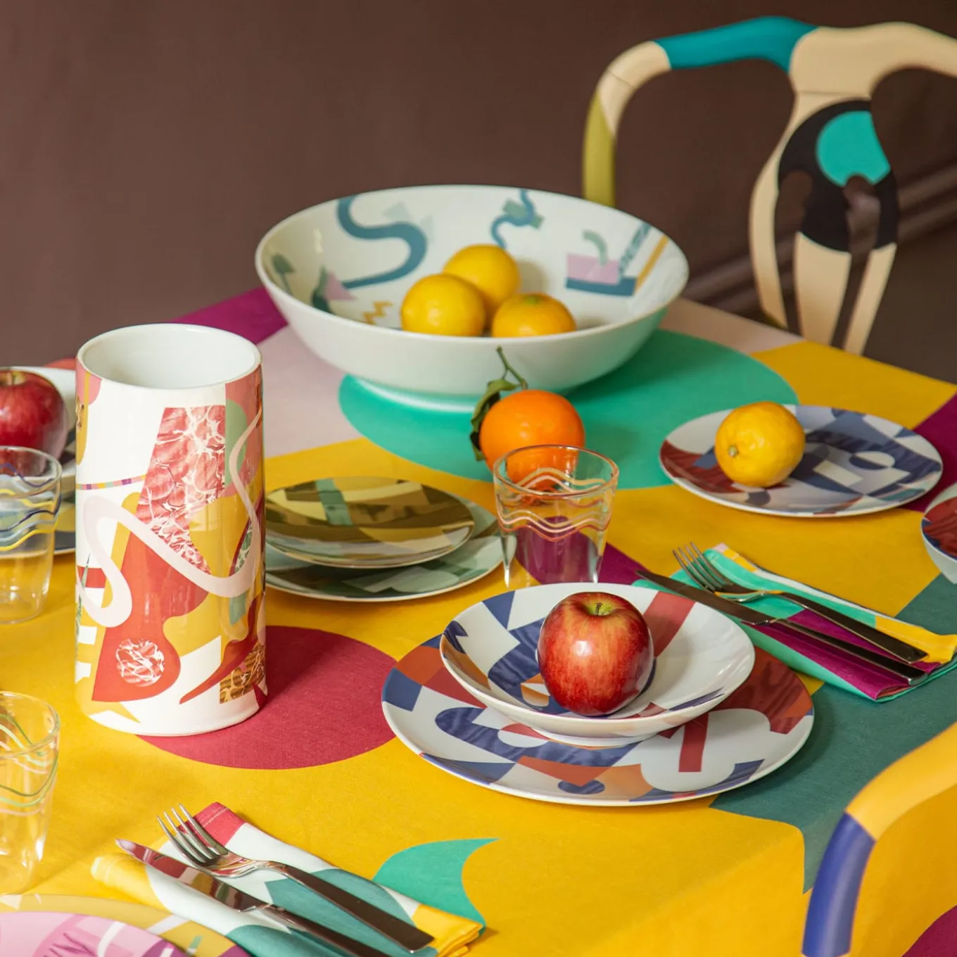 Alchimie Porcelain Soup Plate with Abstract Decor #3