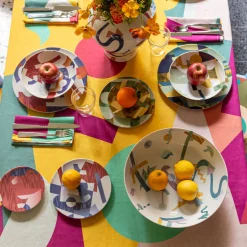 Alchimie Porcelain Soup Plate with Abstract Decor #4