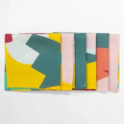 Alchimie set of 6 Linen Napkins with Abstract Decor