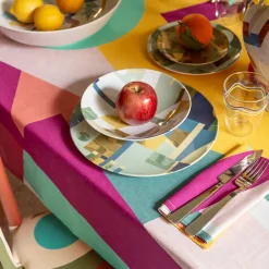 Alchimie set of 6 Linen Napkins with Abstract Decor