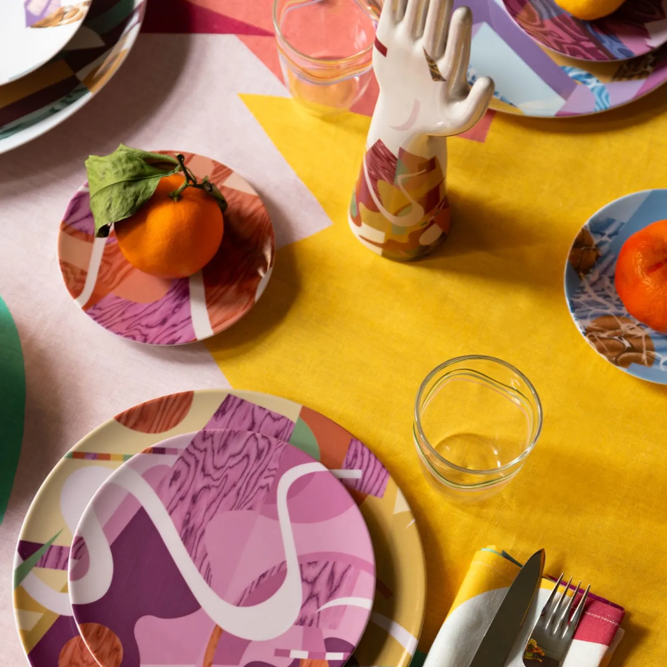 Alchimie Set of 2 Porcelain Dessert Plate with Abstract Decor#5