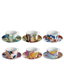 Alchimieset of 6 Porcelain Tea Cups with Abstract Decor