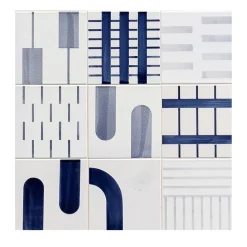 Alfabeto Set of 45 White & Blue Tiles by Margherita Rui