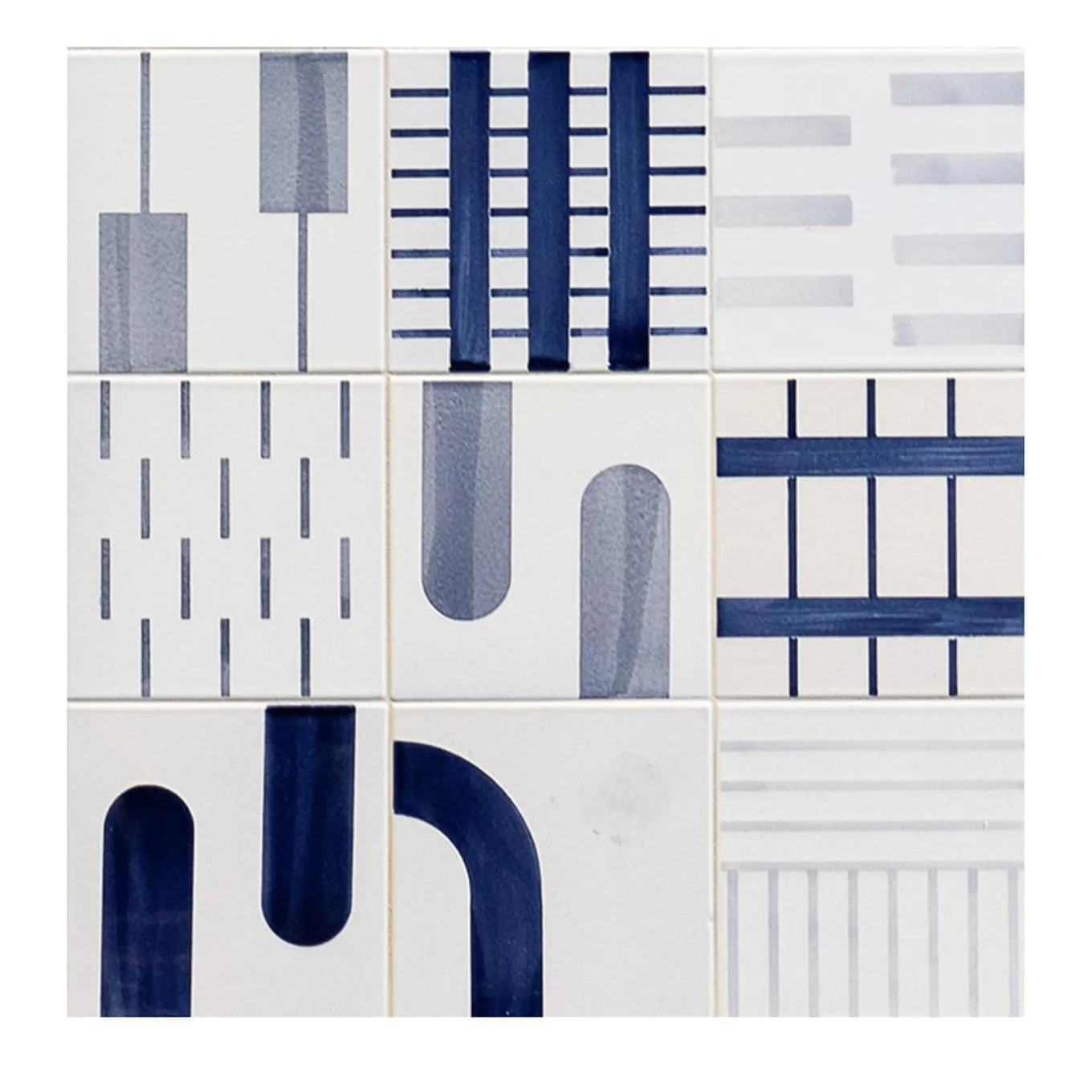 Alfabeto Set of 45 White & Blue Tiles by Margherita Rui