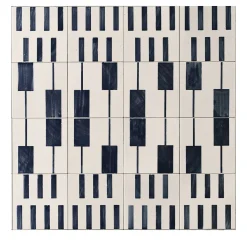 Alfabeto Set of 44 White and Blue Tiles by Margherita Rui