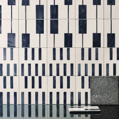 Alfabeto Set of 44 White and Blue Tiles by Margherita Rui