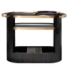 Alfred Glossy Ebony Wood With Horn Details Serving Table