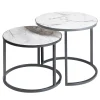 Alicudi and Filicudi Set of 2 Carrara Round Coffee Tables