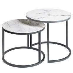 Alicudi and Filicudi Set of 2 Carrara Round Coffee Tables
